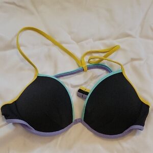 Victoria's Secret Black Multi-color Bikini Top